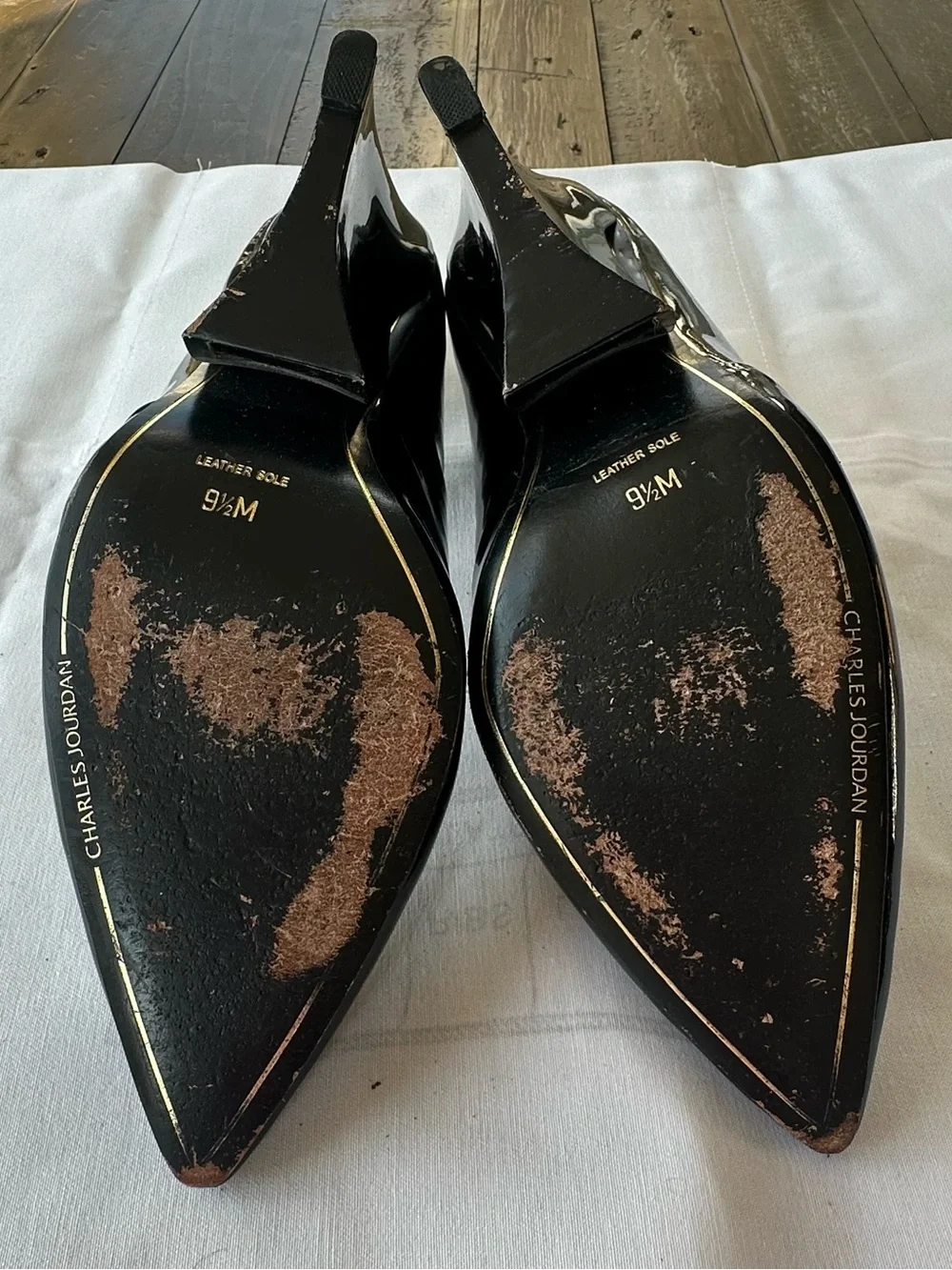 Charles Jourdan Paris black wedge heels with red interior